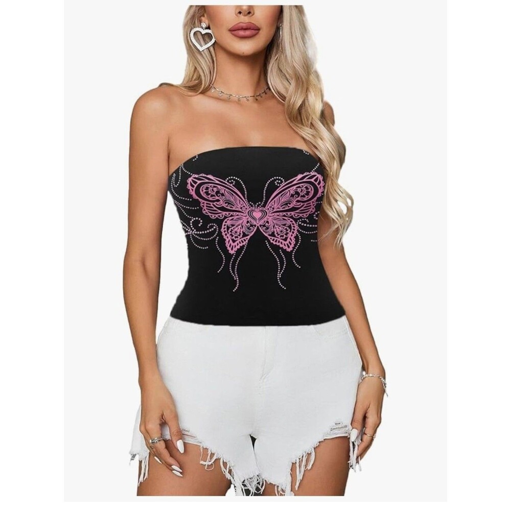 Y2K Rhinestone Tube Top - Picture 2 of 7